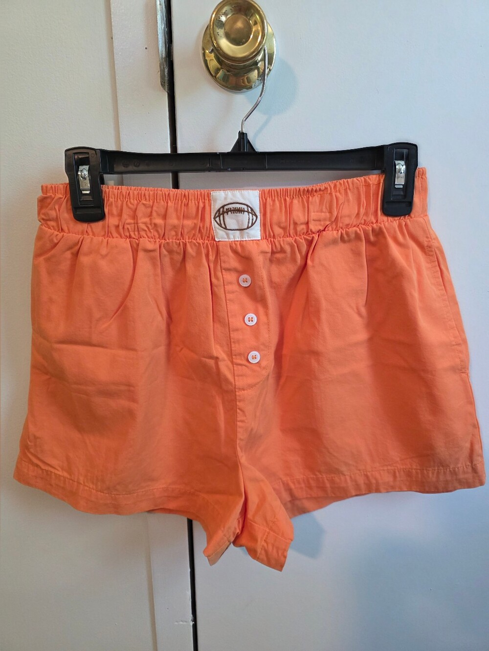 Women's Orange Stretch-Waist Cotton Boxer Shorts, Med.